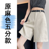 Mid-Trousers Tiansi Linen Thin Five-Point Trousers Summer High-Waist New Shorts Casual A-Legged Trousers Female Trend