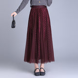 Wave Point Two Sides Wearing Mesh Dress 2025 Autumn Loose Waist Hanging Skirt Casual Skirt Casual Skirt
