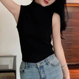 Spring And Summer New High-End Temperament Mahjong Half-High Neck Vest Knitted Knitwear