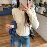 Ma Hua Round Collar Collar Sweater Long Sleeves On The Bottom Of The Knitted Shirt Women's Autumn And Winter 2025 New Single Wear Beautiful Top