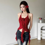 2025 Summer Pure Desire To Pry People Three-Dimensional Flowers Hanging Sleeveless Vest Women Slimming Irregular Lotus Leaf Side Top