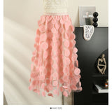 Heavy Industry Three-Dimensional Flower Mesh Yarn A-Word Half-Dress Women Autumn 2025 New Design Sense High-Rise Thin Fairy Skirt