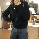 2026 Spring And Autumn New Round-Necked Purple Short Knitted Small Cardigan Loose Outer Sweater Coat For Women
