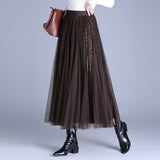 Wave Point Two Sides Wearing Mesh Dress 2025 Autumn Loose Waist Hanging Skirt Casual Skirt Casual Skirt