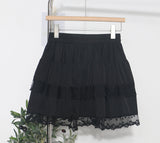 Real Shooting Lace Lace Double Cake Dress Girl Summer Tight High Waist A-Word Skirt Fluffy Short Skirt 2081