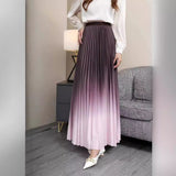 2025 New High-End Women's Dress Gradient Half-Dress Skirt Women's Long Dress High Waist Lengthened Version Of The 100-Folded Skirt