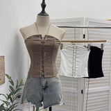 Real Shooting Tset Boa Tart Tset Tset Tsets With Anti-Slip Strip Design Hollow Outside Wearing Short Vest 2829