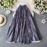 Design Sense Of Irregular Folding High Waist Half-Dress Woman 2025 Summer New Set Of Meat Display Skinny Swing Dress
