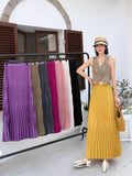 New 100-Fold Skirt Mid-Long Umbrella Skirt Wave Folding Skirt High Waist-High Body Dress