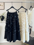Three-Dimensional Flower Mesh Splicing Half Skirt Women's Autumn 2025 High-Waist Design Sense A Word Loose Thin Large Umbrella Skirt