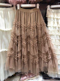 Design Sense Heavy-Working Layer Yarn Nail Bead Design Half-Dress Summer New Thin Cake Dress Dress Woman