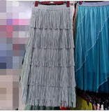 Heavy Industry Five-Layer Stracew Cake Skirt Set Thin Tight Waist Design Straight Half-Body Skirt Long Skirt