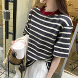 2025 Striped Color Grinding Loose Inside The Bottom Shirt Women's Autumn And Winter Korean Design Feeling Long-Sleeved T-Shirt Top