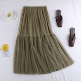 Net Dress 2025 Autumn And Winter New Net Color Bottom Skirt Small Fresh Long Skirt Small Fairy Dress