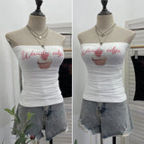 Real Pat With Chest Pads Sleeveless Tops Women's Body-In-Body Print Mesh Splicing Short Outer-Wrapped Waistcoat 1289
