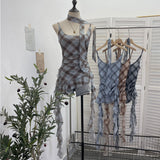Real Shooting Mesh Lattice Asymmetric Slings Women Summer New Vest Repair Ribbon Hanging Neck Sleeveless Top 8160