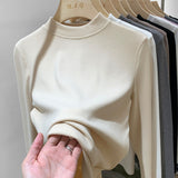 2026 Early Spring Half-Necked Bottom Shirt Women Autumn And Winter Threaded Elastic Soft-Haired Skin Grinding Inside The Coat