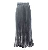 2025 New Women's Color Metallic Metallic Luster 100-Folded Dress Long Organ Skirt Half-Dress Skirt