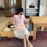 Korean Version Of White Collar Shirt Female Long Sleeve Double Pocket Metal Buckle Commuting Temperament Blouse