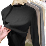 2026 Early Spring Half-Necked Bottom Shirt Women Autumn And Winter Threaded Elastic Soft-Haired Skin Grinding Inside The Coat