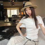 Lyselle Tiansi Collar Shawl Short-Sleeved T-Shirt For Women 2026 Summer New Unique Beautiful Miu T-Shirt