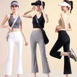Eight-Point Shark Trousers Women's Small Summer New Wearing Thin High-Waisted Hip Yoga Seven-Point Flared Trousers