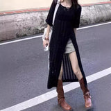 Slambroced Knitted Dress Women's Summer 2026 New Loose Open Fork Short Sleeve Sunscreen Dress Thin