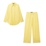 Spring And Summer New Striped Loose Shirt 3217253 Pajamas Trousers 6929414