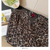 French Fashion Texture Leopard Print Yarn Skirt Women Autumn 2025 Niche High-Waist A Word Loose Big Swing Skirt