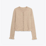 Spring 2025 New Round Collar Solid Color Loose Jacket Niche Temperament Knitting Shirt 2756114