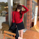 Ma Hua Round Collar Collar Sweater Long Sleeves On The Bottom Of The Knitted Shirt Women's Autumn And Winter 2025 New Single Wear Beautiful Top
