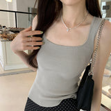 Solid-Colored Square Tie With Shirts With Women's Spring And Summer 2025 New Niche Inside The Bottom Blouse