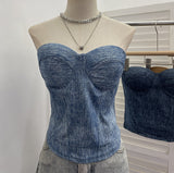 Real Pat With Chest Pad Outside Wearing Bra Vest In Autumn And Winter With Sexy Slimming Cowboy Sleeveless Top Lady 8103