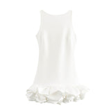 New Women's Fashion White Sleeveless Short Skirt Dress In Autumn 2025 8453777