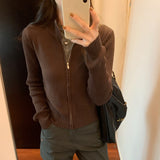 2026 Early Spring Simple Atmospheric Solid Color Pit Knitted Shirt Jacket Early Autumn New Coat Woven Cardigan Niche Wear