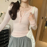2026 Early Spring Temperament Korean Pure Desire Unique Beautiful Striped Long-Sleeved T-Shirt Women Commuting Spring New Body Repair
