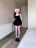 Black Sleeveless Sling Dress Women's Summer French Sweet Temperament To Show Thin Pony Thorny Skirt