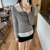 Light People's High-End Feeling Autumn Digging Long-Sleeved Wool Knitted Shirt Women Commute New Temperament Repair Body