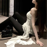 Irregular Lotus Leaf Side Atmosphere Feel The Chest Vest Woman Wears A Niche Ribbon Wrapped Blouse