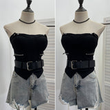 Real Shoot Spice Girl Wearing Chest Pad Sling Belt Belt Short Wrapped Corset 6212