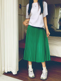 Fashion Simple Multi-Color New Bony Skirt Skirt Women High Waist Thin Solid Color Hanging Long Folded Skirt