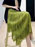 Heavy Industry Five-Layer Stracew Cake Skirt Set Thin Tight Waist Design Straight Half-Body Skirt Long Skirt
