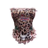 Real Shooting Babes Leopard Print Bump Color Lace Bow Tectored Brae With Chest Cushion Top 1580