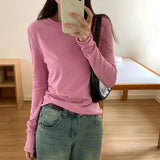 Thin Pure Hottie Long-Sleeved T-Shirt Girl Early Autumn 2025 New Ice Silk Breathable Shirt Repair Body