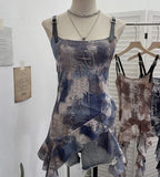 Real Shooting Street Hottie Letter Nail Bead Print Sling Sling Vest Leather Strap Strap Lotus Side Ribbon Ribbon 1300