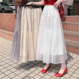 Pearl Yarn Dress Gentle Wind Folded Texture High Waist Half-Body Dress Woman 2025 Spring And Summer New Umbrella Skirt Cake Skirt