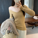 High-Level Pit Strip V-Neck Long Sleeves Hit The Bottom Of The Knitted Shirt Women Autumn 2025 New Big Look And Familiar Top
