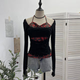 Real Shooting Hottie Phabby Two Broken Hanging Neck Design T-Shirt With Chest Cushion Long Sleeve Bottom Shirt 2819