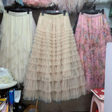 2025 Summer Explosion Fashion Mesh Cake Half-Dressed Dress Woman