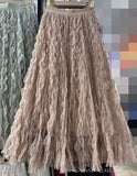 Wave Roll High-End Folded Half-Body Dress Women's Spring 2025 New High-Rise Thin Long A-Word Big Swing Yarn Skirt